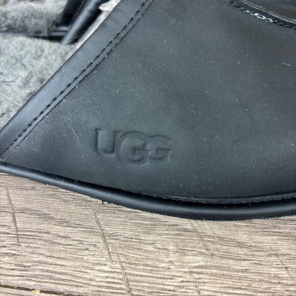 UGG Scuff Shearling Lined Slippers Men's Black Suede Leather - No Size Tag - Picture 11 of 12